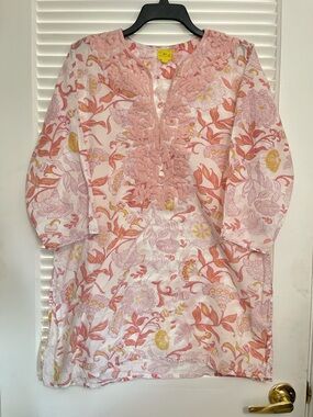 Roberta Roller Rabbit Pink Embroidered Floral Tunic